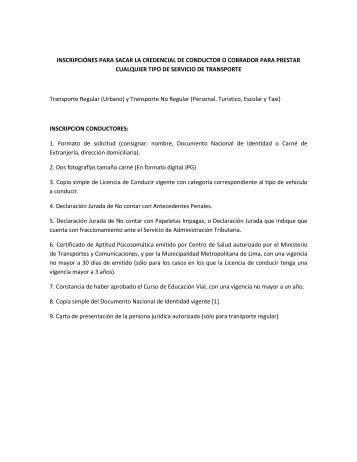 Inscripciones para sacar la Credencial de Conductor o Cobrador ...