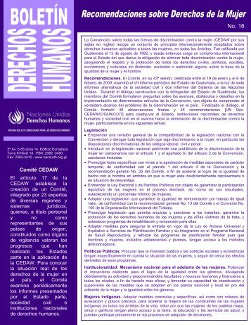 BoletÃ­n No.16 - Recomendaciones sobre derechos de la mujer