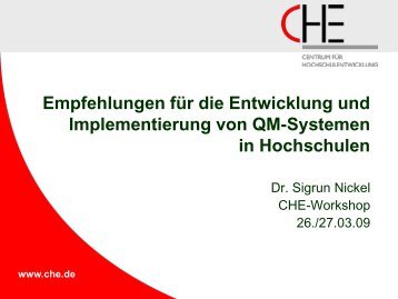Vortrag von Dr. Sigrun Nickel (pdf) - CHE Consult