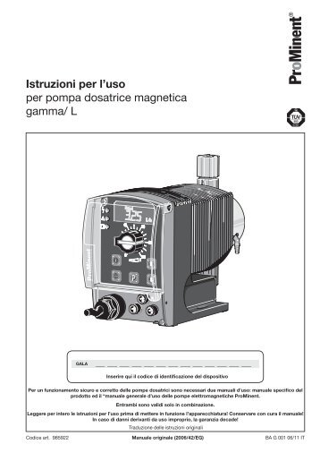 Istruzioni per l'uso per pompa dosatrice magnetica ... - ProMinent