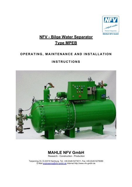 NFV - Bilge Water Separator Type MPEB