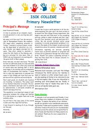 ISIK COLLEGE Primary Newsletter