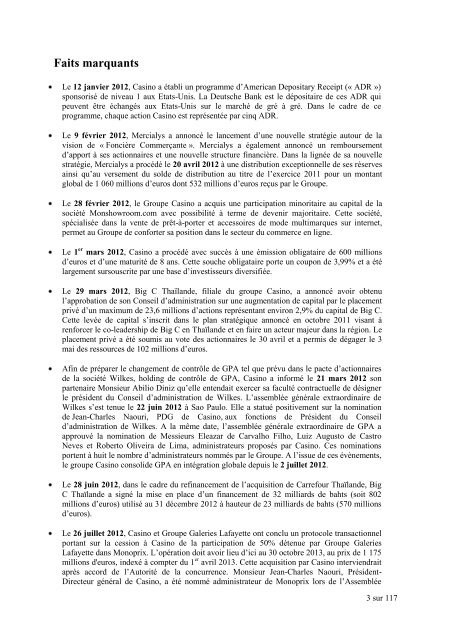 Etats financiers consolidÃ©s 2012 - Groupe Casino