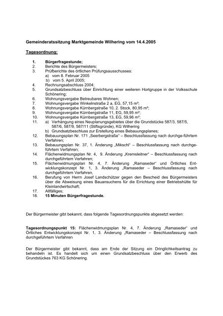 2005. 04. 14 - .PDF - Gemeinde Wilhering