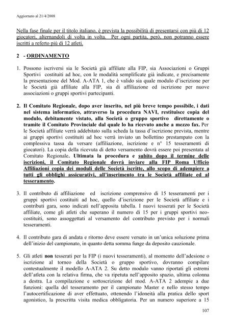 Disposizioni Organizzative Annuali - Federazione Italiana ...