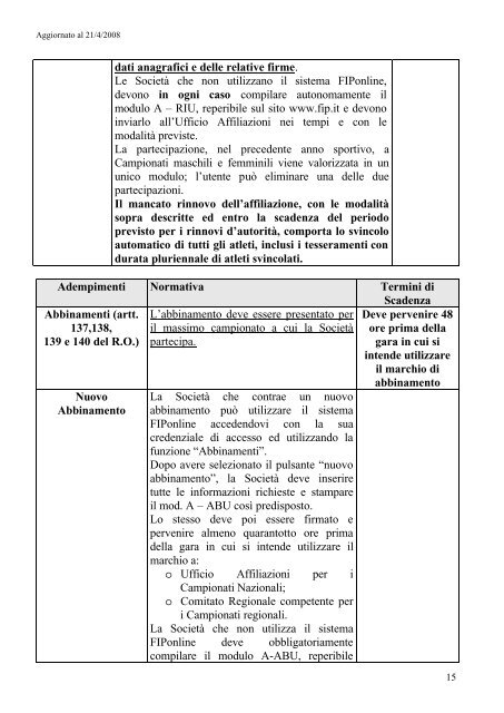 Disposizioni Organizzative Annuali - Federazione Italiana ...