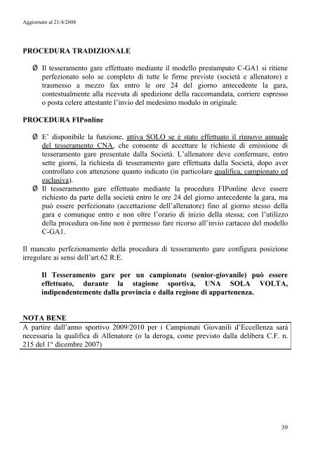 Disposizioni Organizzative Annuali - Federazione Italiana ...