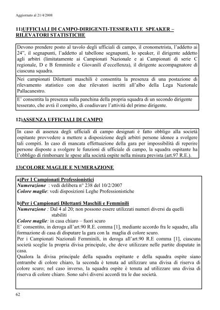 Disposizioni Organizzative Annuali - Federazione Italiana ...