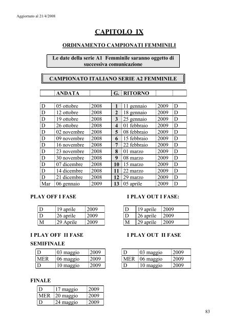 Disposizioni Organizzative Annuali - Federazione Italiana ...