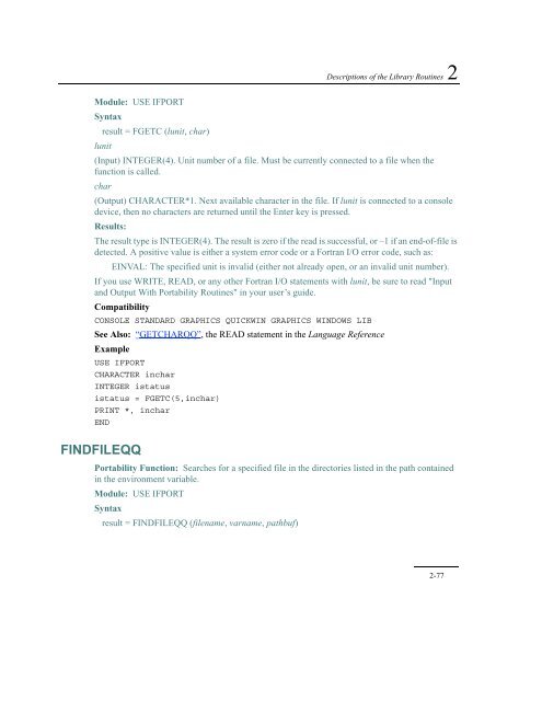 IntelÂ® Fortran Libraries Reference