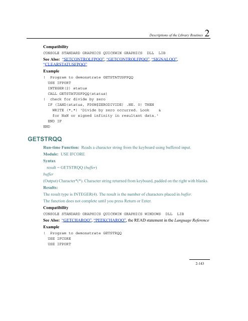 IntelÂ® Fortran Libraries Reference