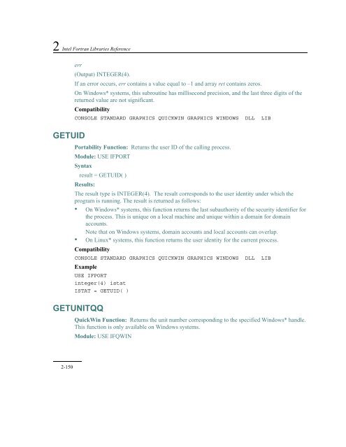 IntelÂ® Fortran Libraries Reference