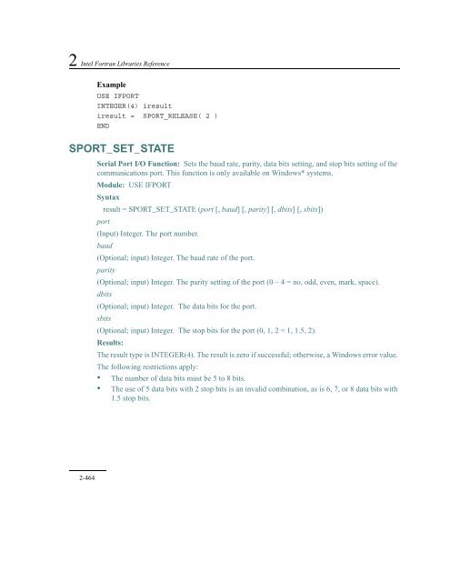 IntelÂ® Fortran Libraries Reference