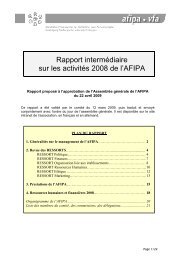 Rapport intermÃ©diaire sur les activitÃ©s 2008 de l'AFIPA - AFIPA / VFA