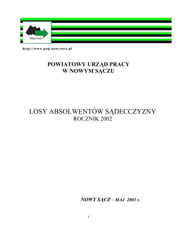 Losy absolwentów rocznik 2002 - Powiatowy Urząd Pracy w Nowym ...