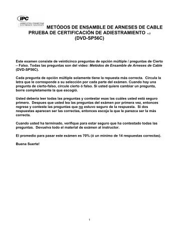 metÃ³dos de ensamble de arneses de cable prueba de certificaciÃ³n