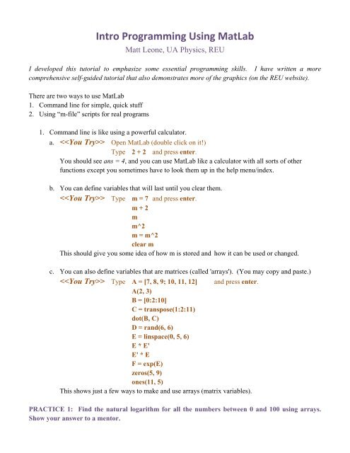 MatLab Tutorial