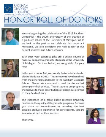 honor roll of donors - Rackham Graduate School - University of ...