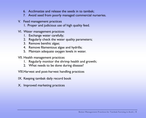 Practical Manual on Better Management Practices for Tambak ...