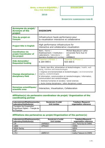 DIGISCOPE 2010 Acronyme du projet - Institut Farman - ENS Cachan