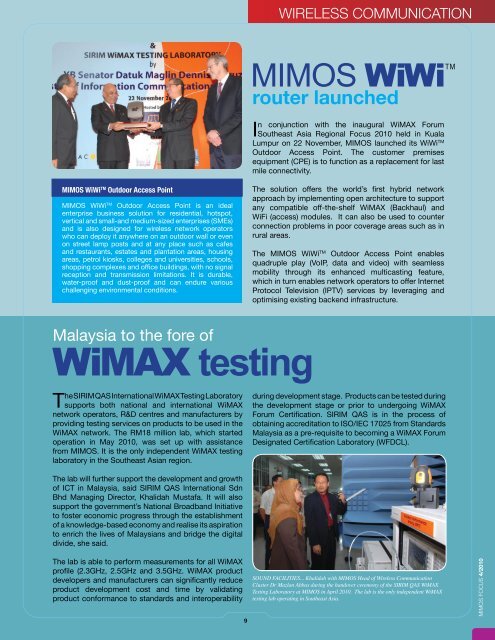 MIMOS Focus Q4/2010 - MIMOS Berhad