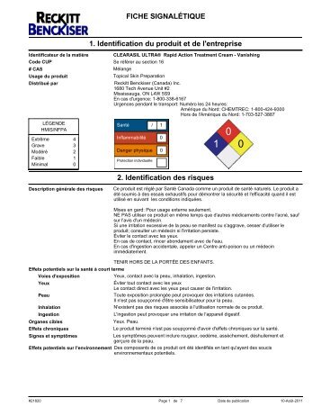 FICHE SIGNALÉTIQUE 1. Identification du ... - Reckitt Benckiser