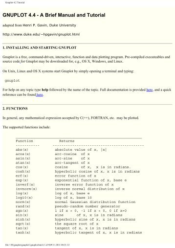 Gnuplot 4.2 Tutorial