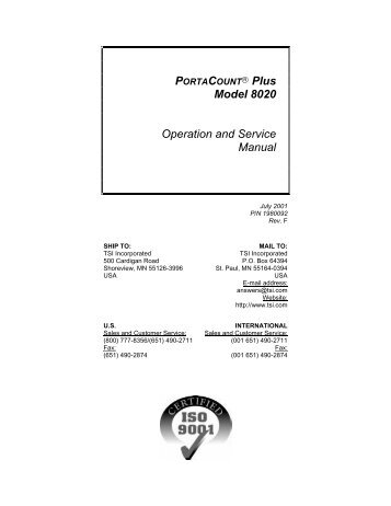 PORTACOUNT Plus Model 8020 Manual - Ohio University-Chillicothe