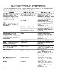 Eye And Face Protection Selection Chart