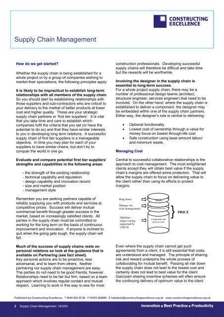 Supply Chain Management Factsheet - Constructing Excellence