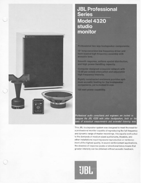 Professional two way loudspeaker components ... - JBL Professional