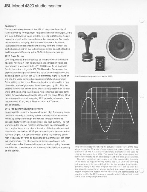 Professional two way loudspeaker components ... - JBL Professional