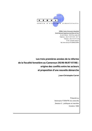 La réforme de la fiscalité forestière au Cameroun - Cerna