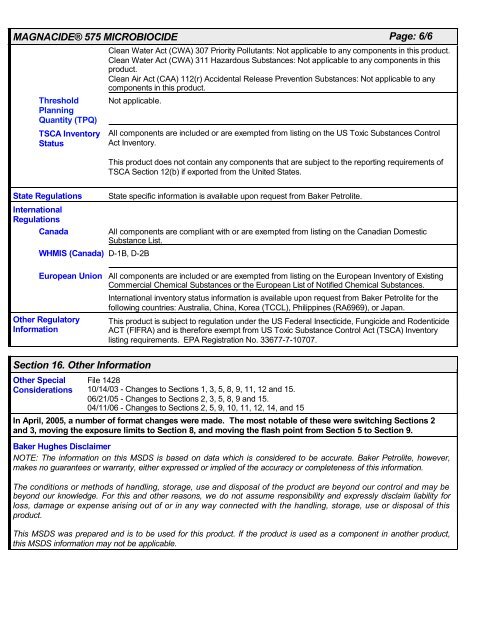 MSDS 54KB - Baker Hughes