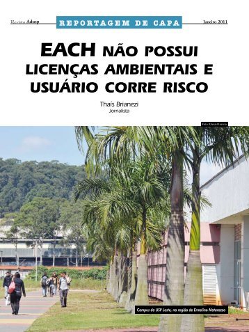 EACH nÃ£o possui licenÃ§as ambientais e usuÃ¡rio corre risco - Adusp