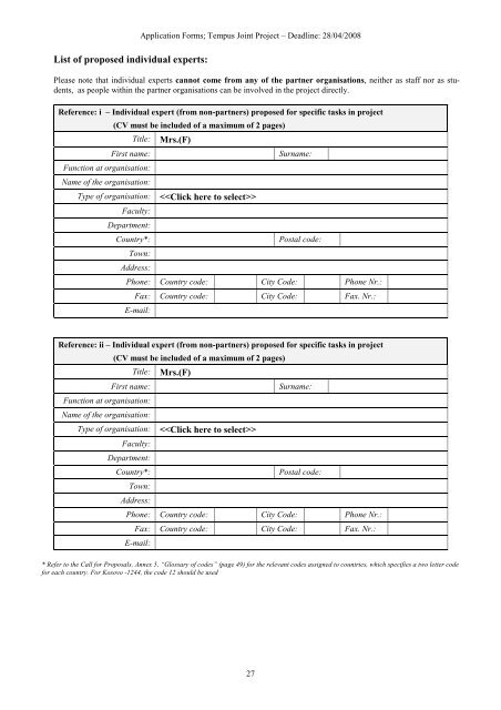 Application Form Joint Project 2008 SEE Doctoral Studies in ... - PMF