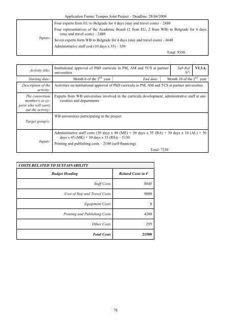 Application Form Joint Project 2008 SEE Doctoral Studies in ... - PMF