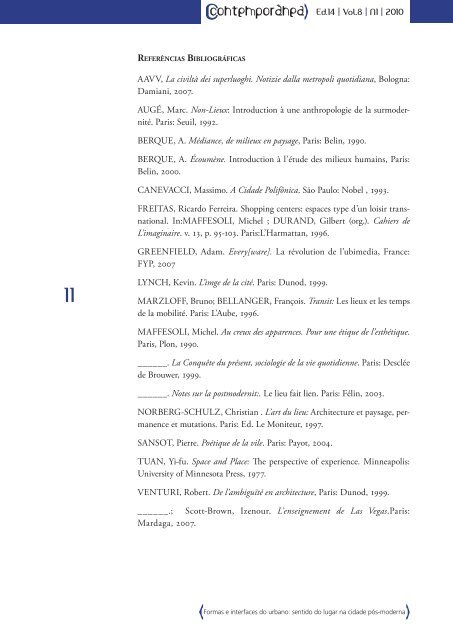 EdiÃ§Ã£o 14 | Ano 8 | No.1 | 2010.1 REVISTA - ContemporÃ¢nea - UERJ