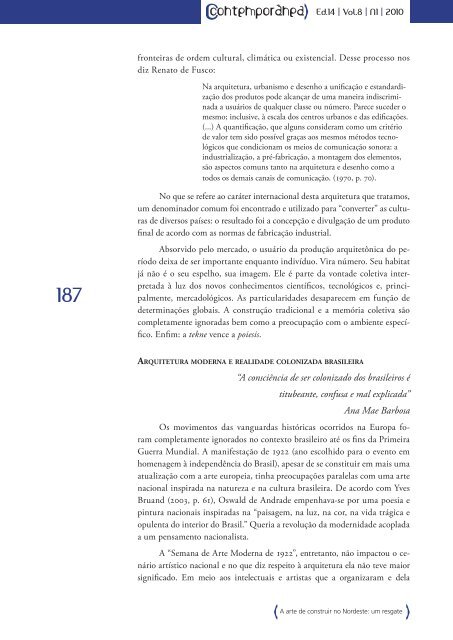 EdiÃ§Ã£o 14 | Ano 8 | No.1 | 2010.1 REVISTA - ContemporÃ¢nea - UERJ