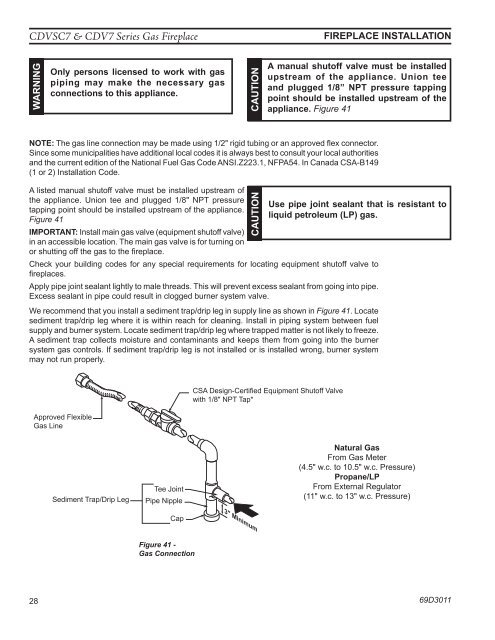 Manual - Unvented Gas Log Heater or Vented Decorative Appliance