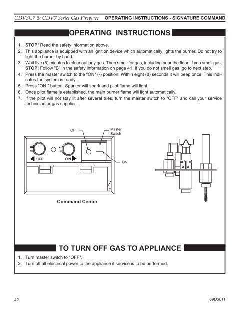 Manual - Unvented Gas Log Heater or Vented Decorative Appliance