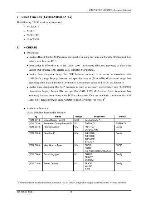 DICOM Conformance Statement Fuji Medical Dry Imager DRYPIX ...