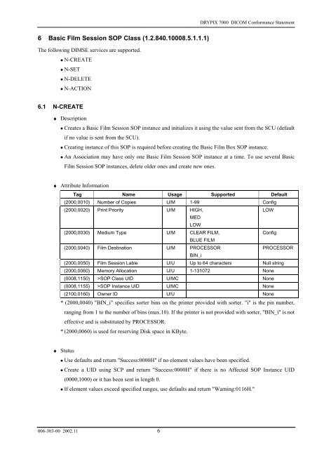 DICOM Conformance Statement Fuji Medical Dry Imager DRYPIX ...