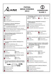 OLIMPUS Sesja zimowa 2012 - Fizyka, kl. 1 Gimnazjum