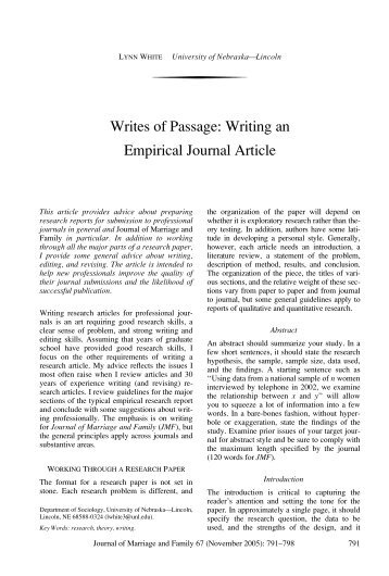 Writes of Passage: Writing an Empirical Journal Article