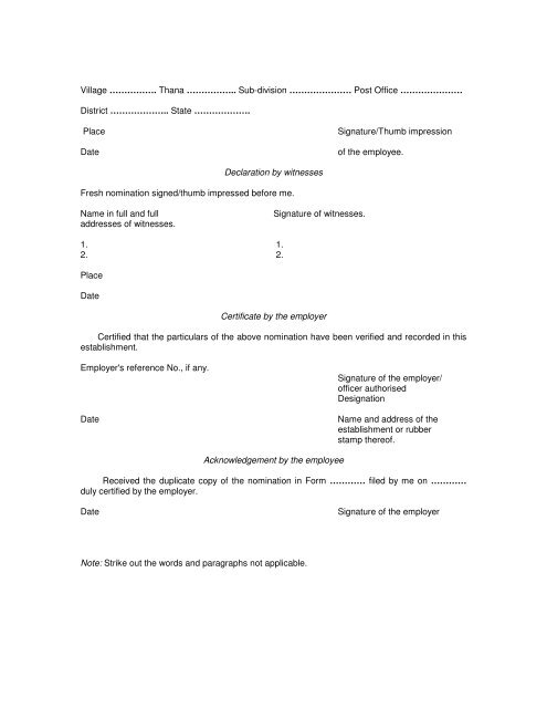 FORM 'F' [See sub-rule (1) of rule 6] Nomination To ...