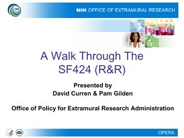 A Walk Through the SF424 (R&R) 1 of 2