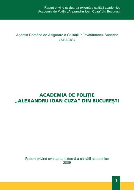 ACADEMIA DE POLIŢIE „ALEXANDRU IOAN CUZA” DIN ... - ARACIS