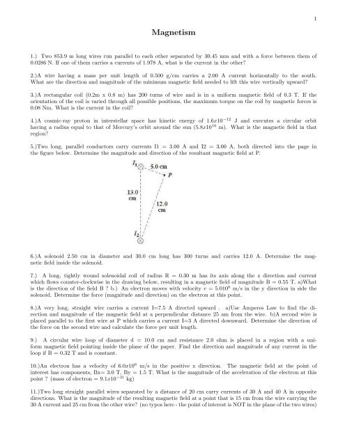 Problems in Magnetism 07/20/2005