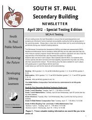 SOUTH ST. PAUL Secondary Building NEWSLETTER April 2012